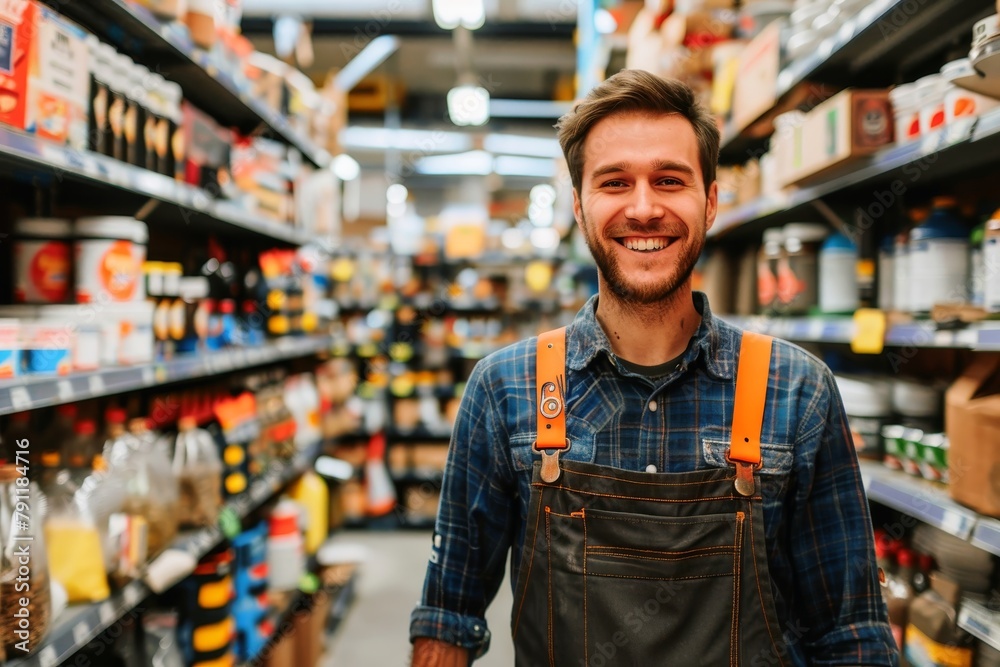 A friendly salesperson in an DIY store. A friendly salesperson in an DIY store.
