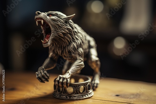 Werewolf Howling: Capture jewelry with a werewolf figurine howling at the moon.