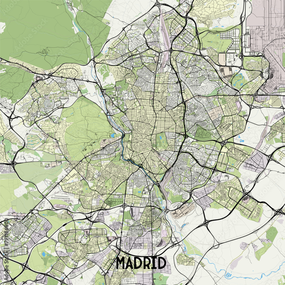 Madrid, Spain map poster art Madrid, Spain map poster art