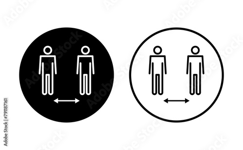 Social distance icon set. social distancing icon. self quarantine sign