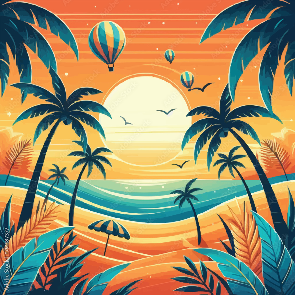 Summer time vector banner design with white circle. summer stock photos, vectors, and illustrations are available royalty free. Summer T shirt Design, Summer vibes poster for t shirt print Palm tree.