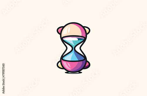 Cute Hourglass Mascot style logo design