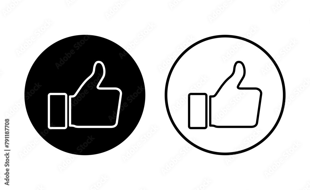 Thumbs up icon set. Hand like. Like icon vector.