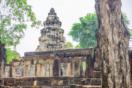 Background of important historical tourist attractions Prasat Hin Phanom Wan in the Nakhon Ratchasima areaHistorical A landmark that tourists always stop by to see the beauty in Thailand. photo