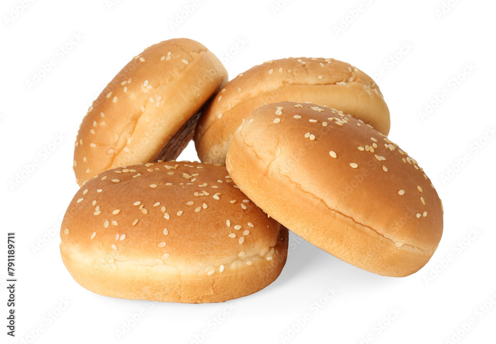Many fresh burger buns isolated on white Many fresh burger buns isolated on white