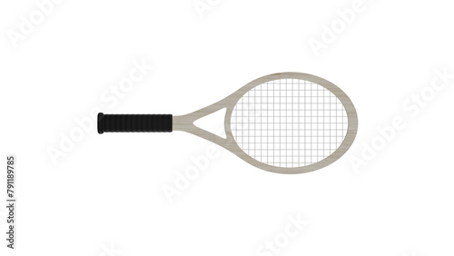 Light wood racket for big tennis isolated on transparent and white background. Tennis concept. 3D render © Artem