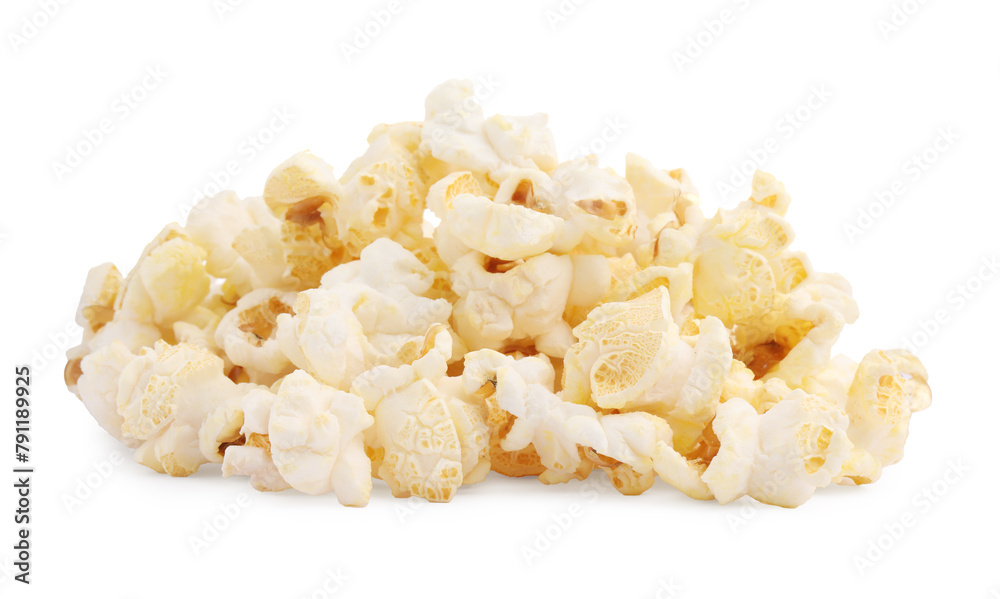 Fresh popcorn isolated on white. Tasty snack