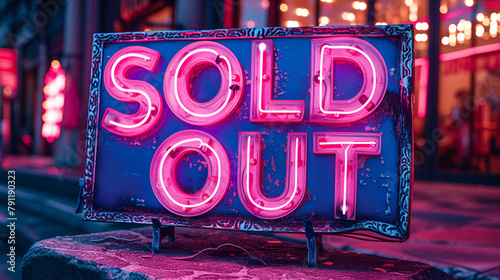 Neon “SOLD OUT” - no more product available - bright lights and colors 