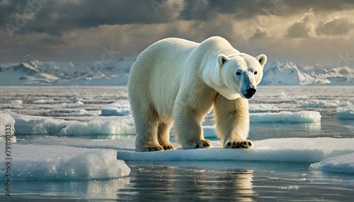 A polar bear walks on pack ice,8k  © Micaela