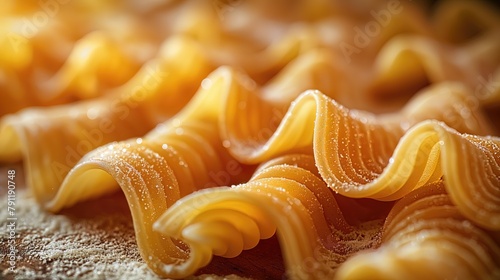 Close-Up of Uncooked Fusilli Pasta on Wooden Surface