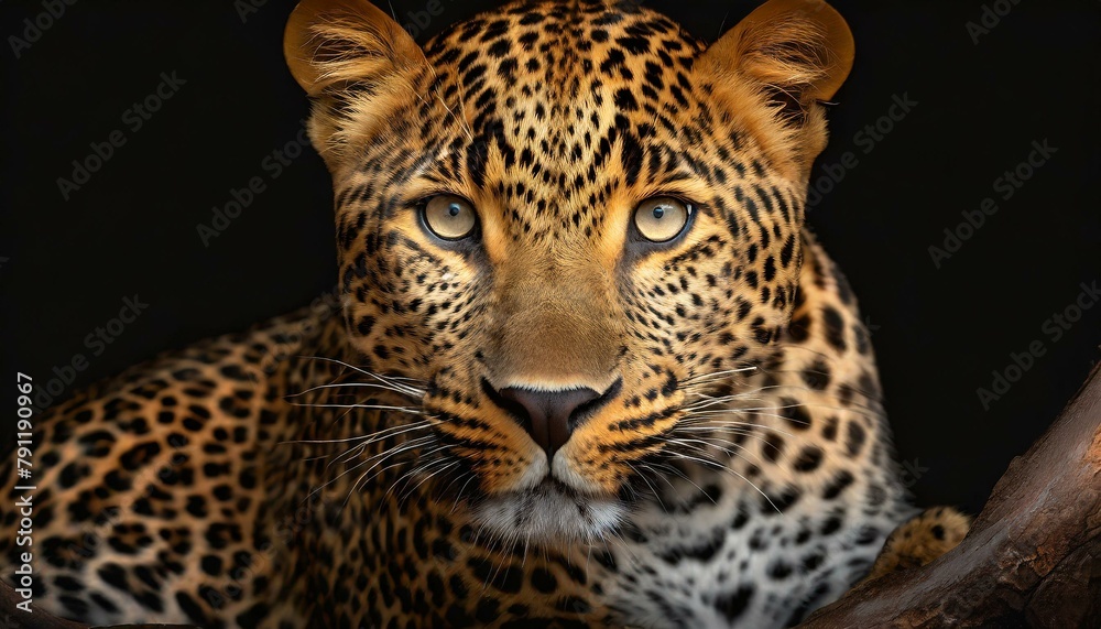 Fototapeta premium Close up Of Leopard With Black Background 4K Wallpaper