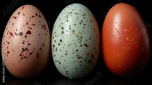 Speckled Eggs on Dark Background