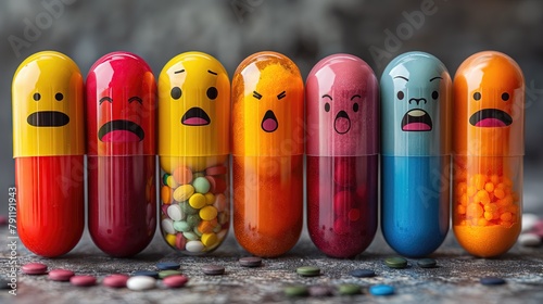 Colorful Capsules with Expressive Faces Concept © VGV