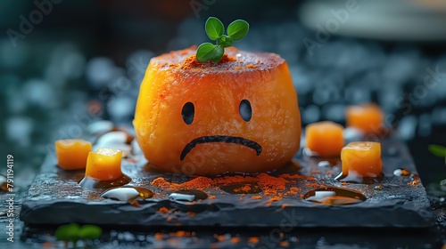 Sad Carrot Face on a Black Slate