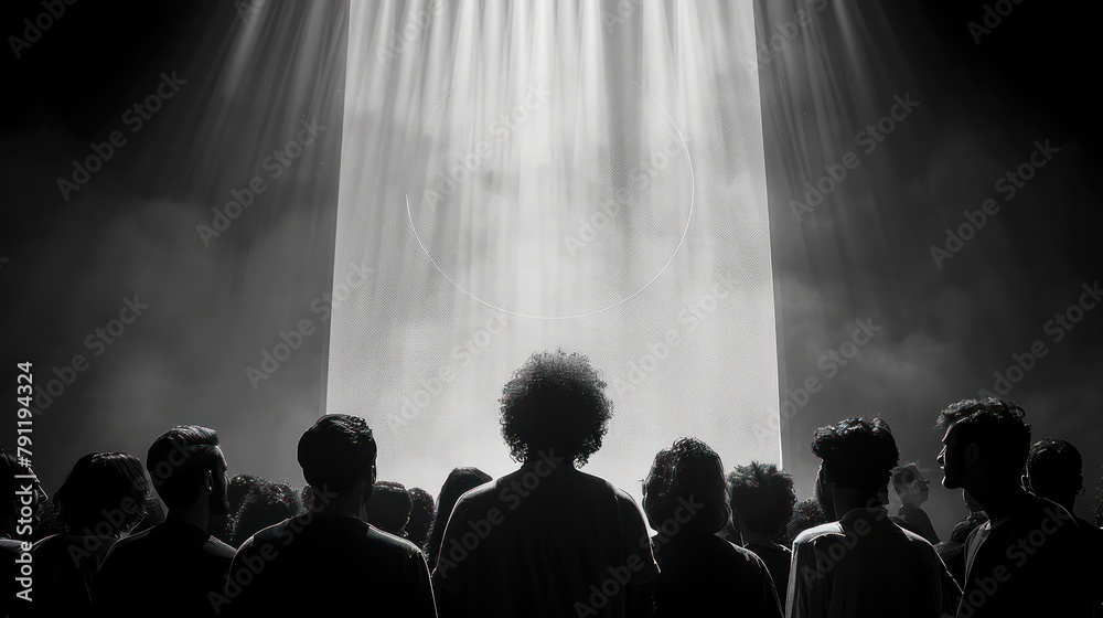 Black shadow of the audience white background Black shadow of the audience white background
