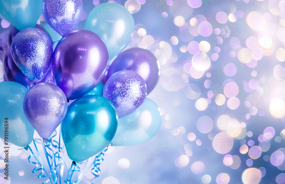 Festive Balloons with Sparkling Bokeh Background Festive Balloons with Sparkling Bokeh Background