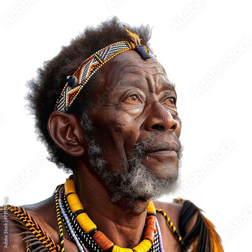 Amazing Kwanyama Bantu Isolated On White Background photo