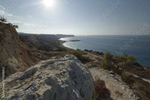 Beautiful greek coast cyprus seaside shore cliffs hiking nature vacation summer mediterranean island tourism waves splashes sunny holiday spain bay rocky beautiful destination