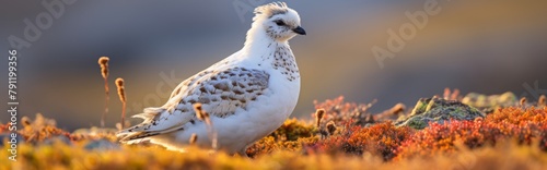 A rock ptarmigan in its winter plumage photo