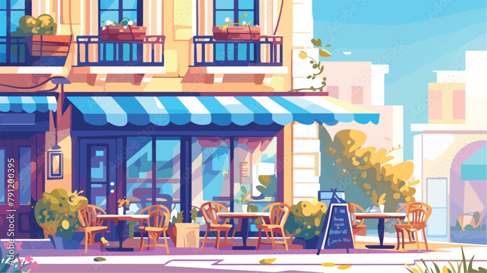 Colorful rough drawing of outdoor cafe restaurant o