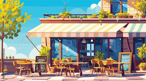 Colorful rough drawing of outdoor cafe restaurant o © iclute4