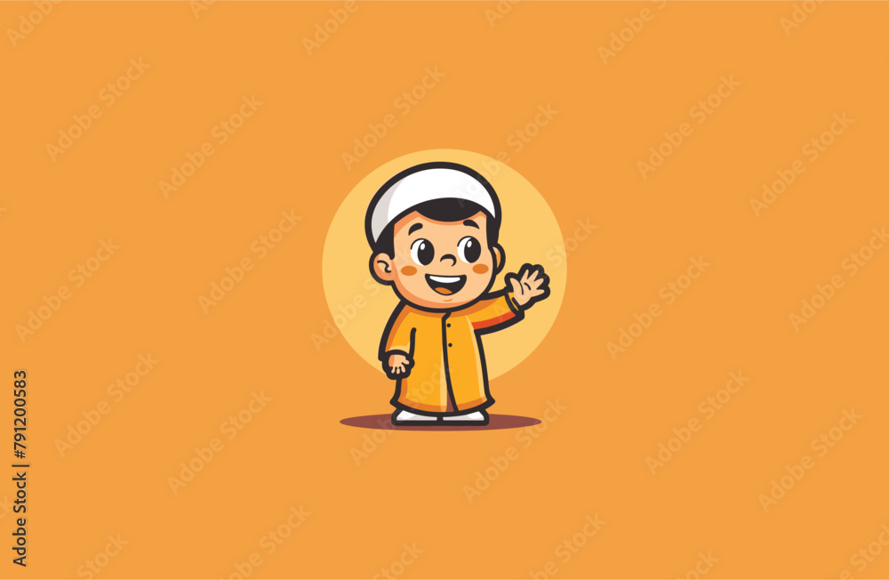 Cute Muslim man Mascot style logo design Cute Muslim man Mascot style logo design