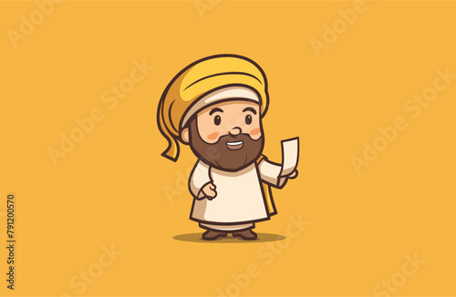 Cute Muslim man Mascot style logo design