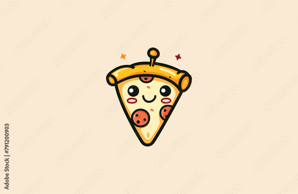 Cute Pizza Mascot style logo design Cute Pizza Mascot style logo design