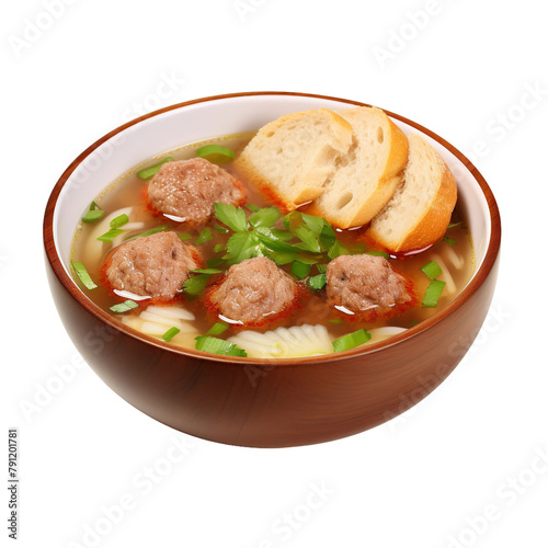 Delicious Lions Head Meatball Soup isolated on white background