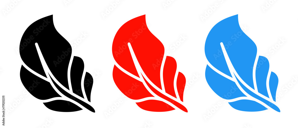 Leaves icon illustration set with colorful. Stock vector. - obrazy, fototapety, plakaty 