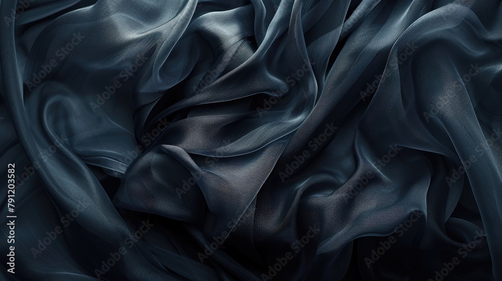 Abstract soft waves on a dark fabric backdrop