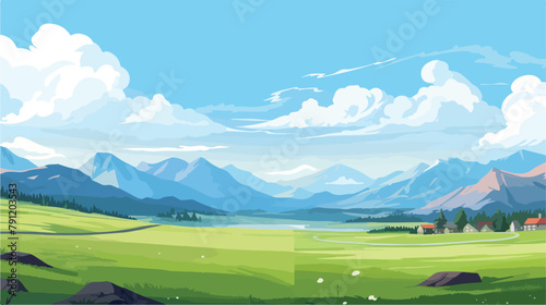 Colorful vector illustration panorama eco landscape