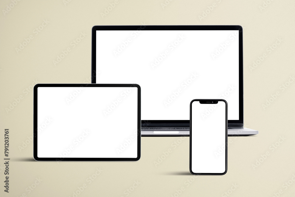 Multi device png screen mockup, blank design space set Multi device png screen mockup, blank design space set