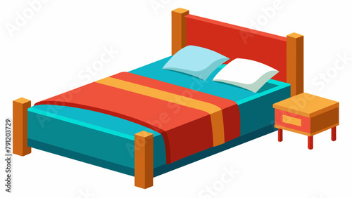 bed with pillows Vector illustration
