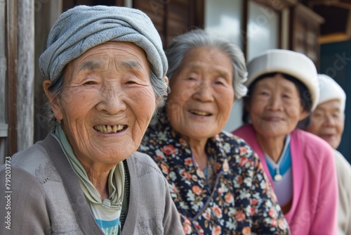 Old asian women in traditional clothes with smile and happy face.