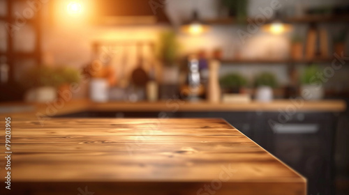 Engaging Visuals for Product Marketing: Abstract Kitchen Table Bokeh Background with Empty Table