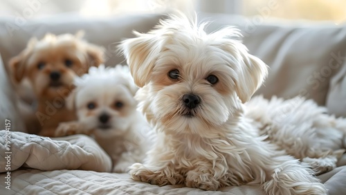 Maltese Dog Pictures: Adorable Puppies, Parents, and Playful Poses. Concept Cute Puppies, Lovely Parents, Playful Poses, Maltese Breed, Dog Photography photo