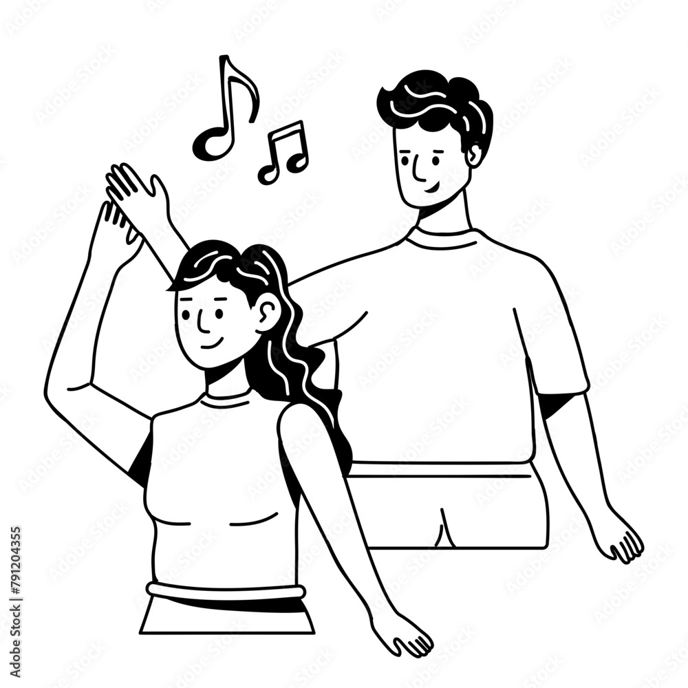 A visually appealing glyph icon of couple dancing A visually appealing glyph icon of couple dancing