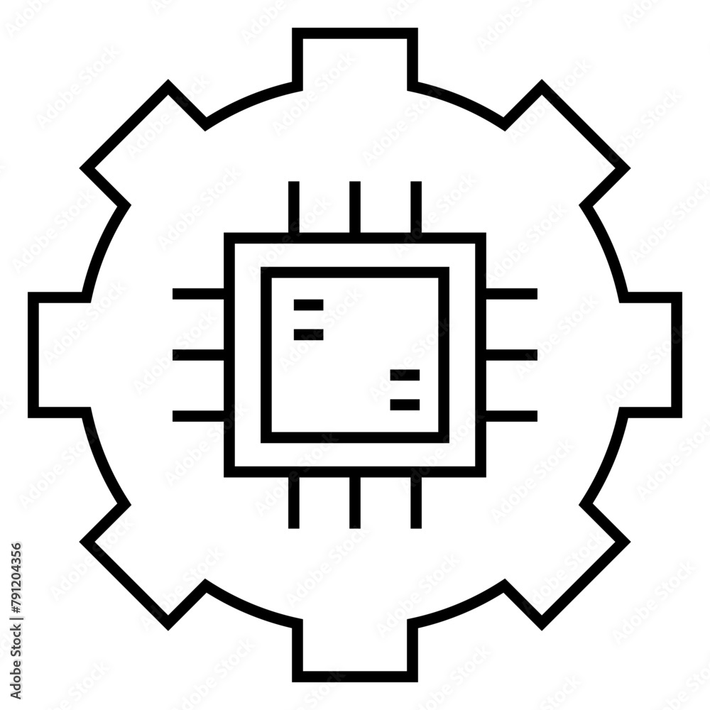 Computer chip circuit board line icon for apps and websites Computer chip circuit board line icon for apps and websites