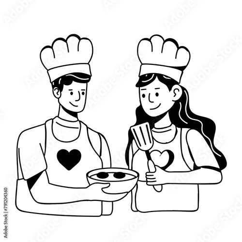 Couple cooking glyph icon is up for premium use 