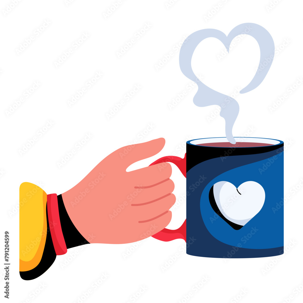 An engaging flat style icon of love coffee An engaging flat style icon of love coffee