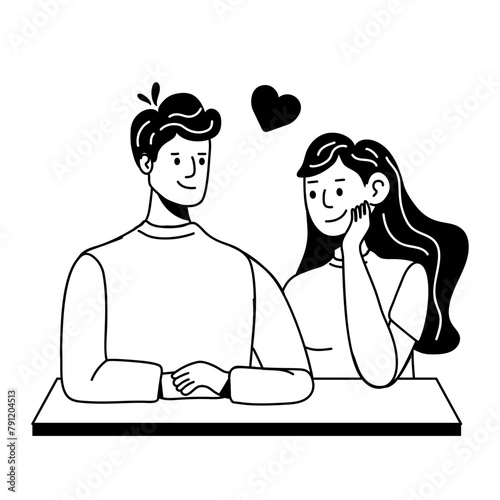 A customizable glyph icon of in love couple 