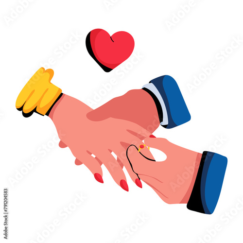 Eye catchy flat icon of marriage proposal