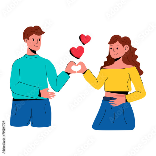 Grab this flat icon of couple making heart 