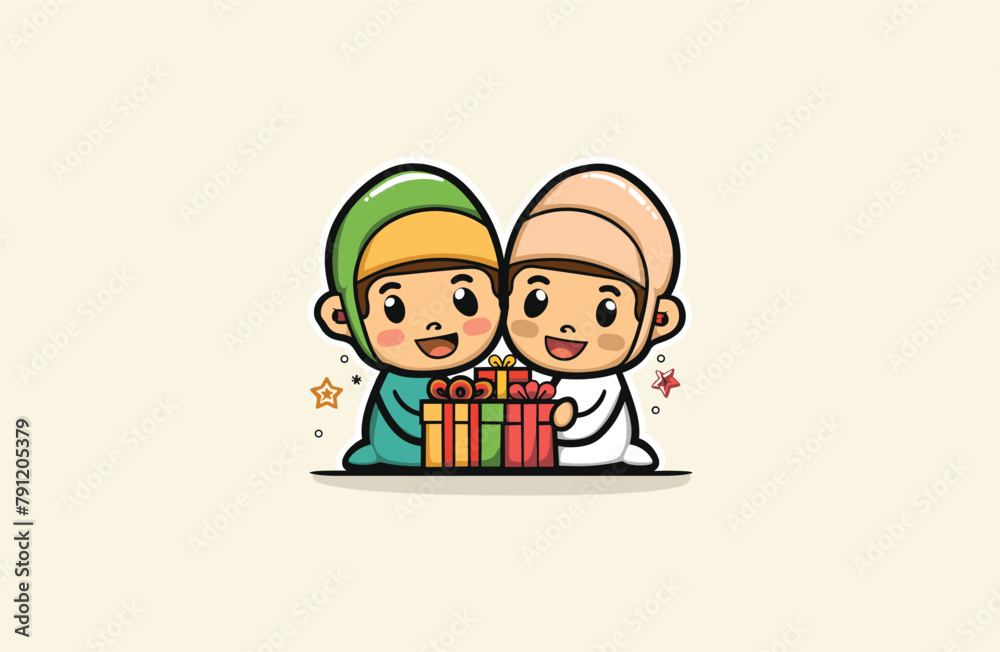 Cute Muslim women Mascot style logo design Cute Muslim women Mascot style logo design