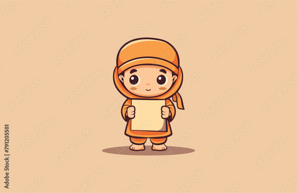 Cute Muslim women Mascot style logo design Cute Muslim women Mascot style logo design