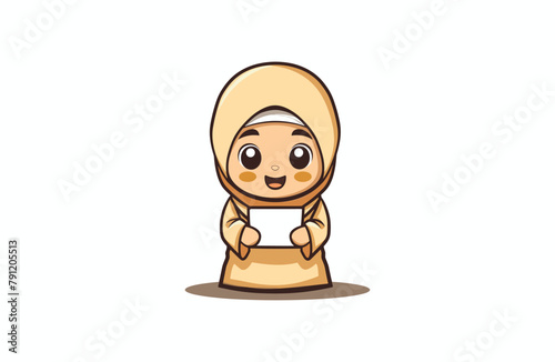 Cute Muslim women Mascot style logo design