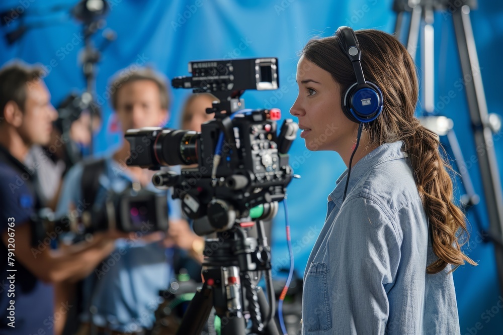 Journalist with camera and microphone taking interview recording filming news broadcast emergency stream asking questions television tv reporter press conference communication engagement newspaper