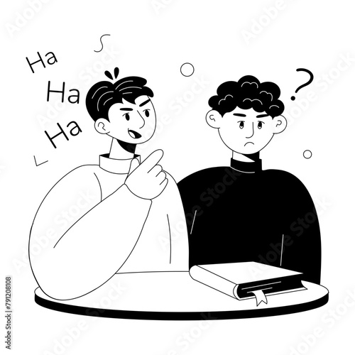 A doodle mini illustration of racist jokes 