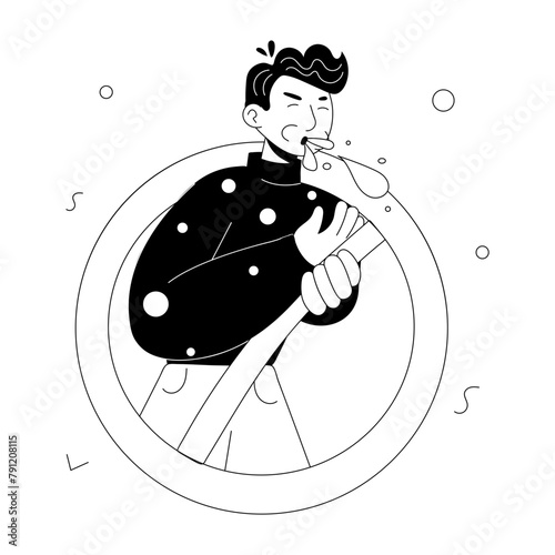 A hand drawn mini illustration of no spitting 
